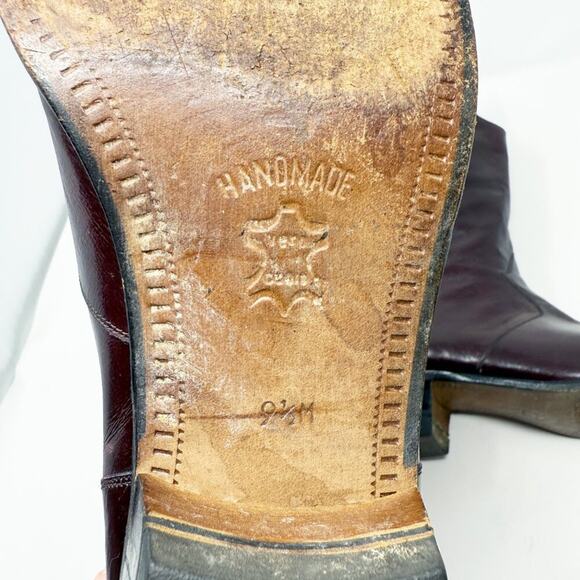 Vintage Avventura Mahogany Brown Leather Mid-Calf Boots Men's Size 9.5 Pull On - Picture 9 of 10